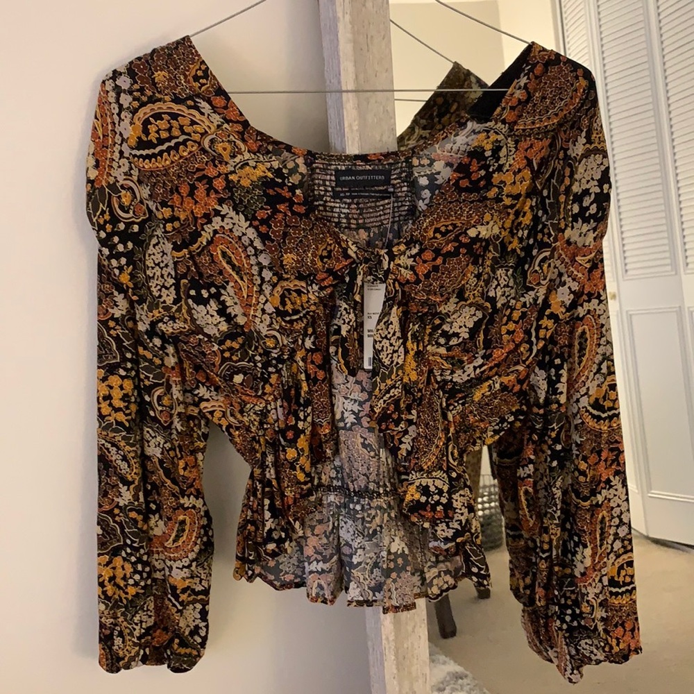 Fall blouse with tie front